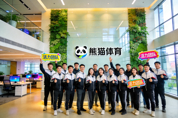 熊猫体育现代化办公环境与充满活力的团队成员合影